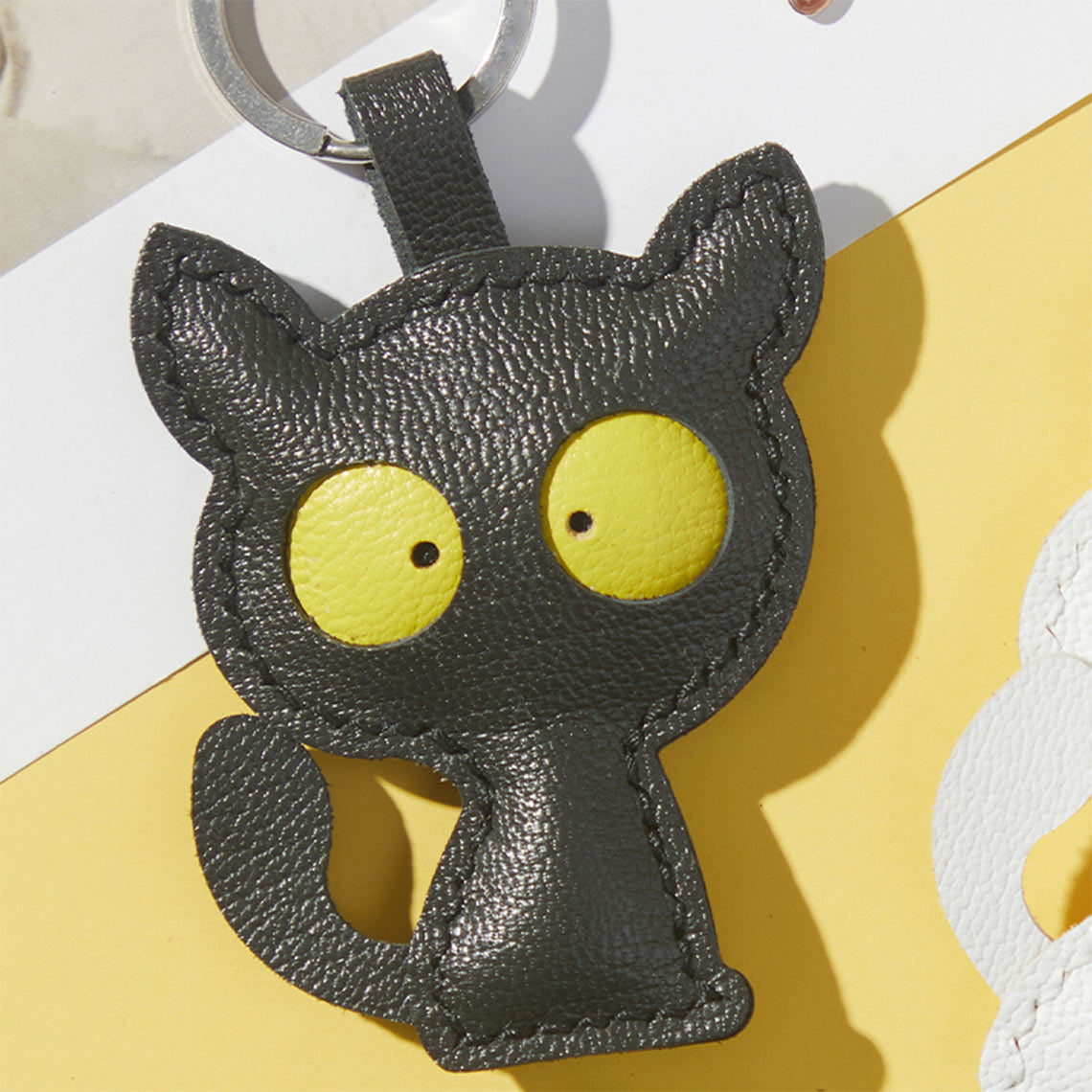 Black Cat Design Keychain | Make Your Own Leather Keychain - Wirkin®