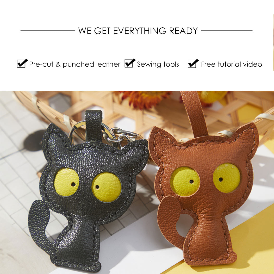 Wirkin® Leather Kitty Keychain DIY Kits