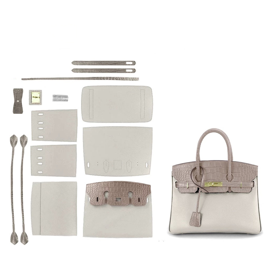 Wirkin® Top Grain Leather Bi-color Platinum Bag DIY Kit