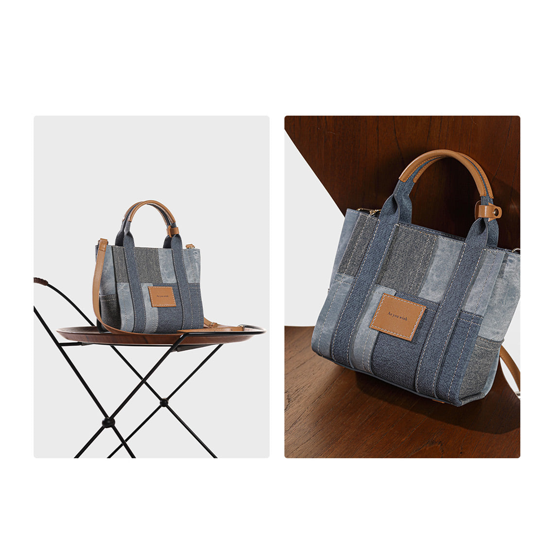 Wirkin® Leather Contrast Denim Handbag DIY Kits