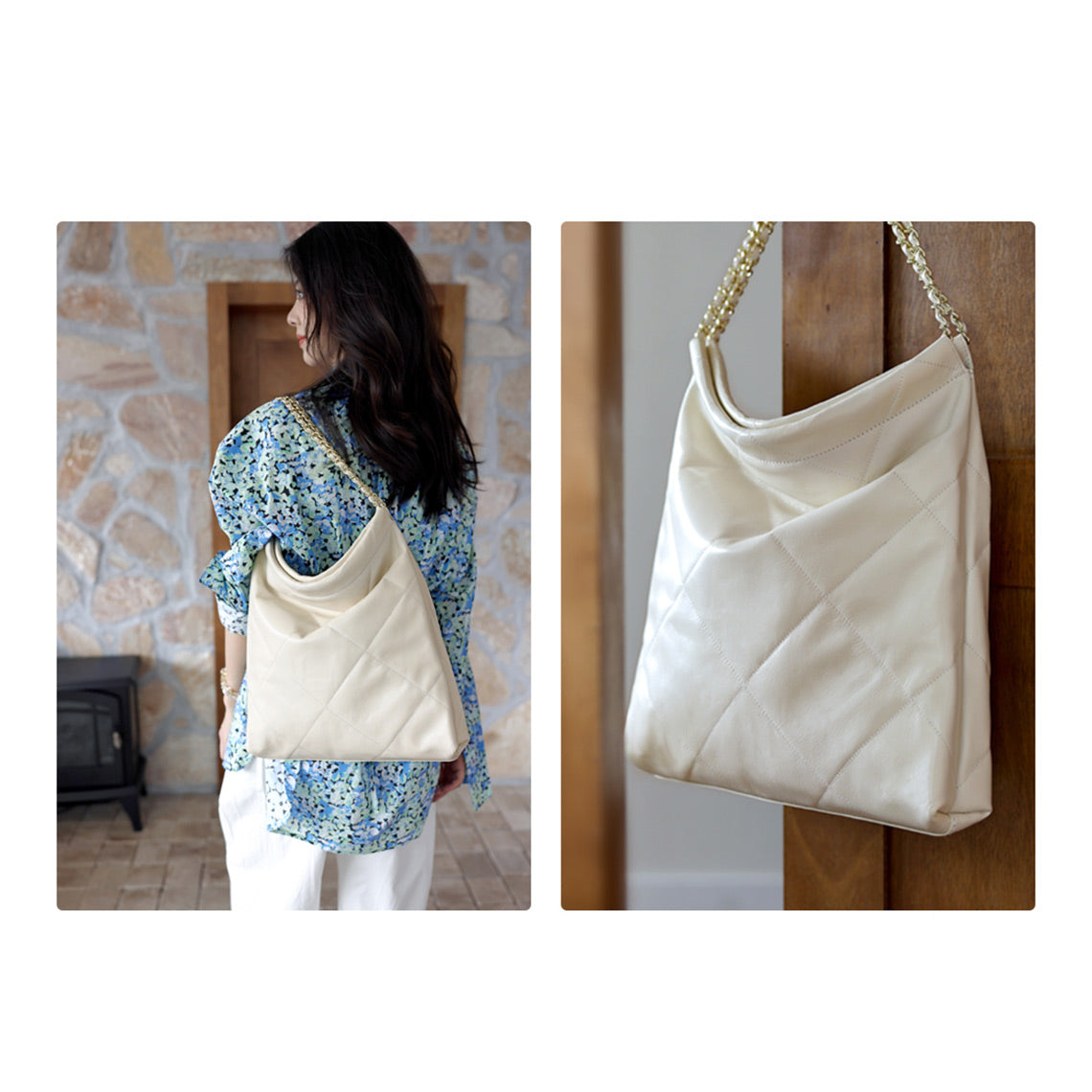 Wirkin® Top Grain Leather Quilted Chain Tote Bag DIY Kit