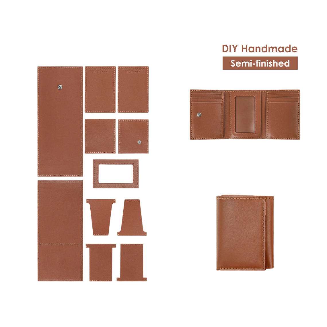 Wirkin® Top Grain Leather Buckle Trifold Wallet DIY Kits