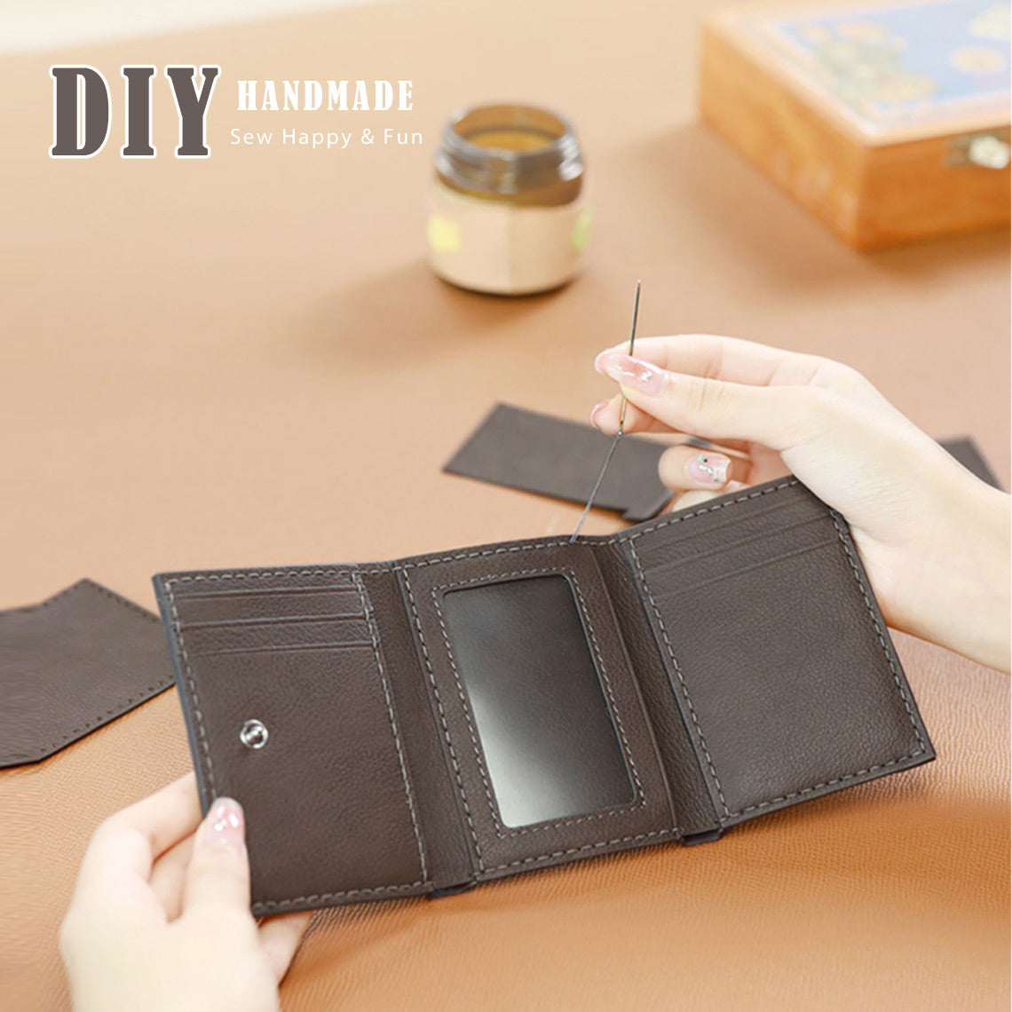 Wirkin® Top Grain Leather Buckle Trifold Wallet DIY Kits