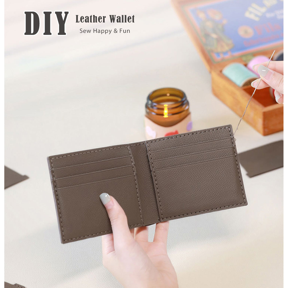 Wirkin® Top Grain Leather Simple Card Wallet DIY Kits