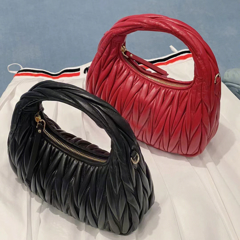 Women’s Quilted Hobo Baguette Bags in Lambskin Leather image 10