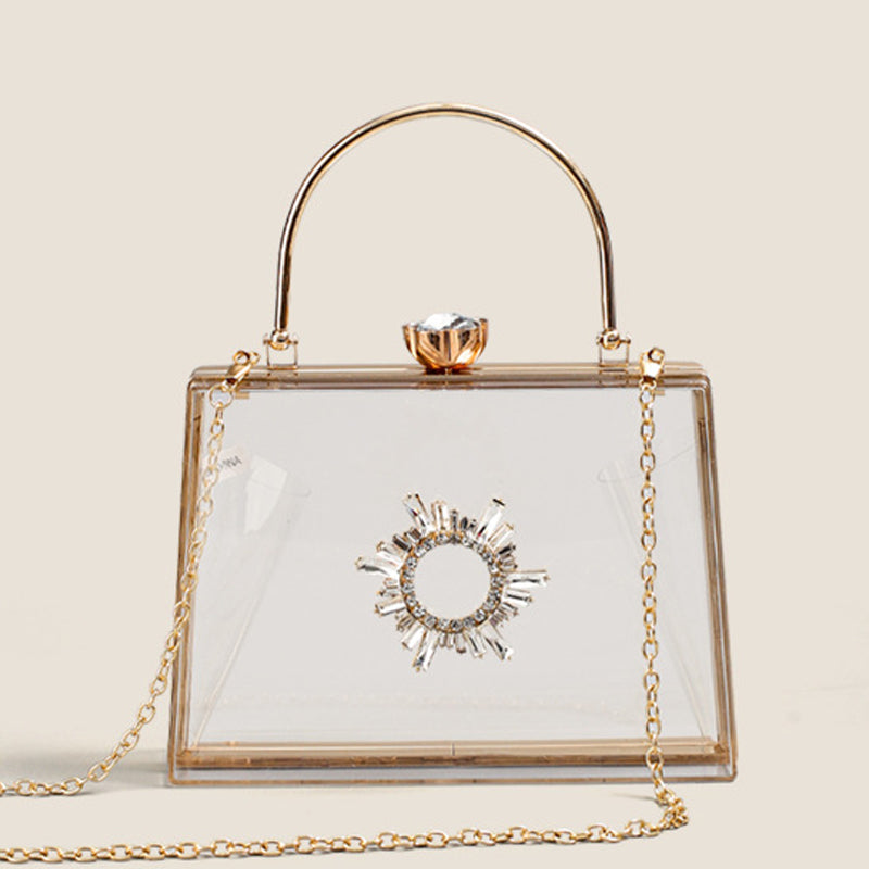 Women’s Clear PVC Rhinestones Crossbody Evening Clutch Bags image 2