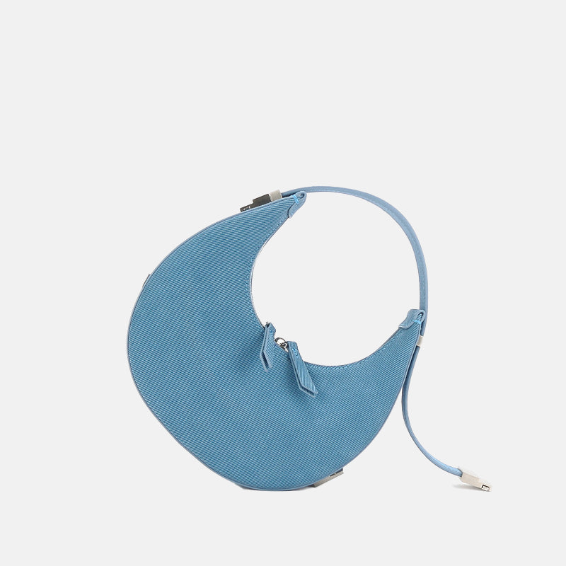 Women’s Genuine Leather Half Moon Hobo Bags in Blue image 3
