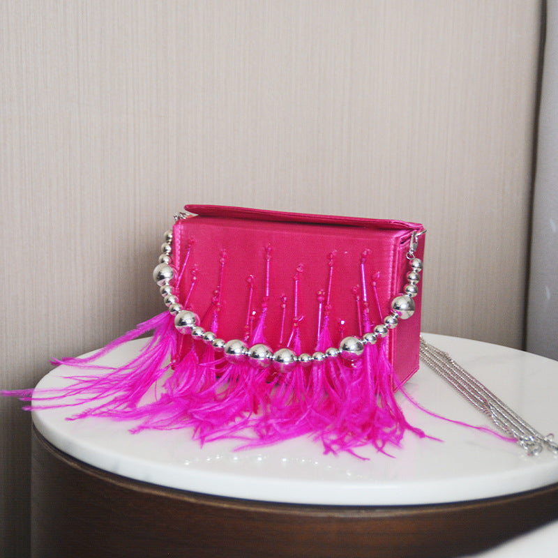 Women’s Orstrich Feather Beaded Clutch Bags image 3