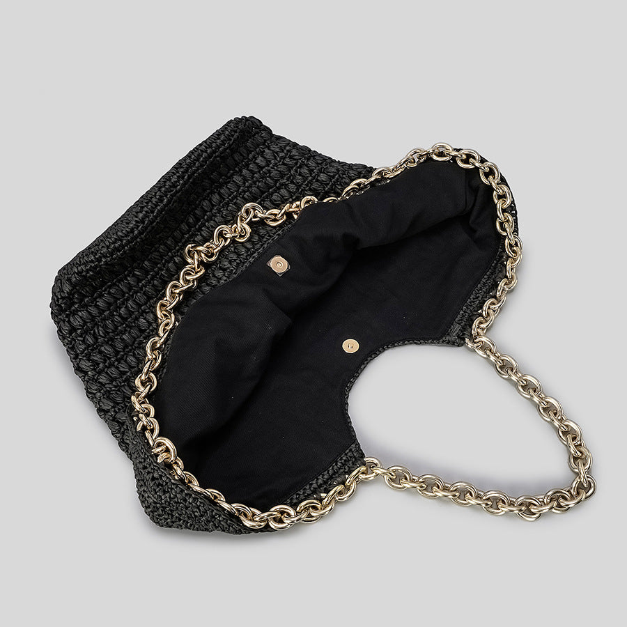 Women’s Large Handmade Black Woven Chains Tote Bags image 2