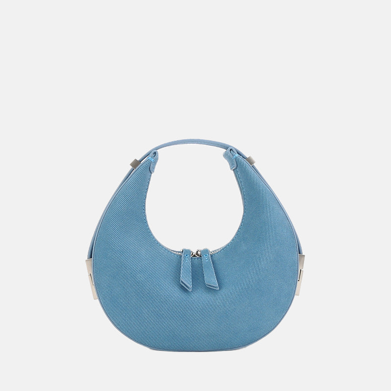 Women’s Genuine Leather Half Moon Hobo Bags in Blue image