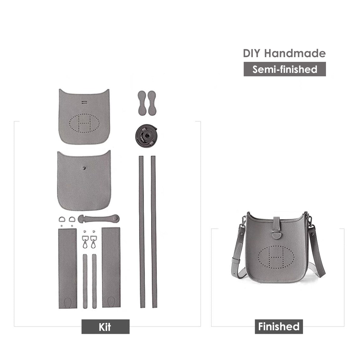 Evelyne Bag DIY Leather Kit - Mini Crossbody Bag Pink Grey | Wirkin
