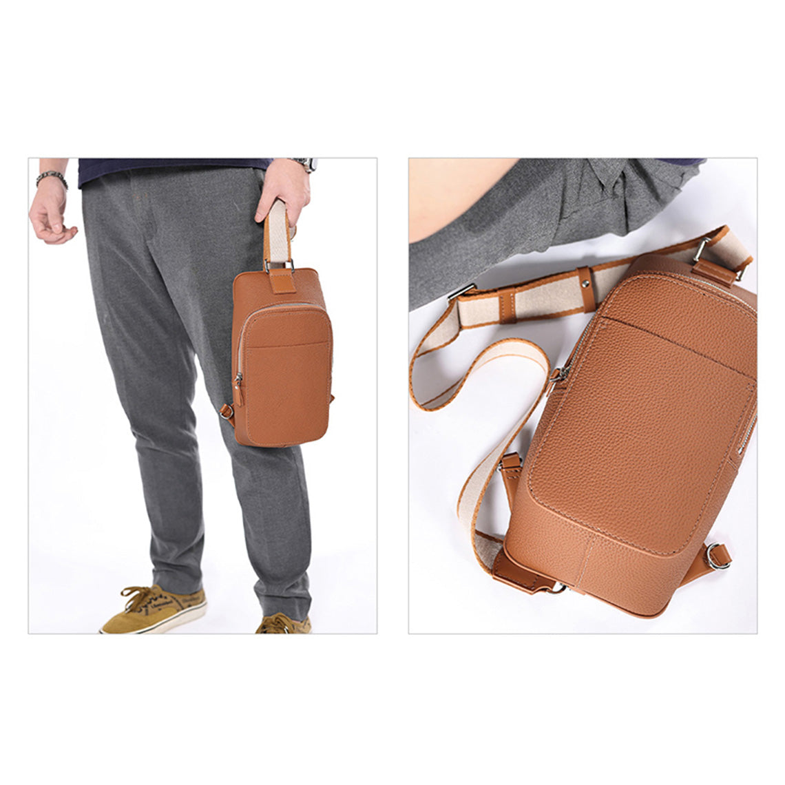 Brown Leather Fanny Pack for Men | Handmade Leather Crossbody Fanny Pack - Wirkin™ DIY Leathercrafts