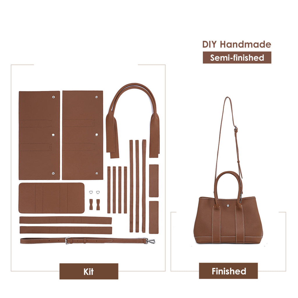Garden Party Bag - Brown Top Grain Leather Handbag DIY Kit | Wirkin™ 