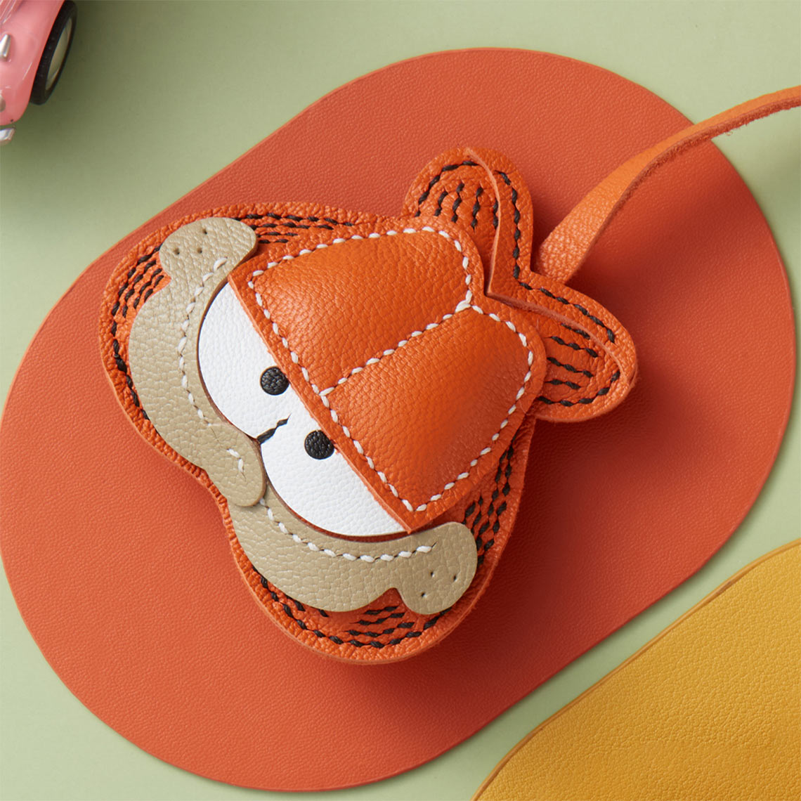 Sheep Leather Keychain Bag Accessory | Handmade Garfield Cat Bag Charm - Wirkin™