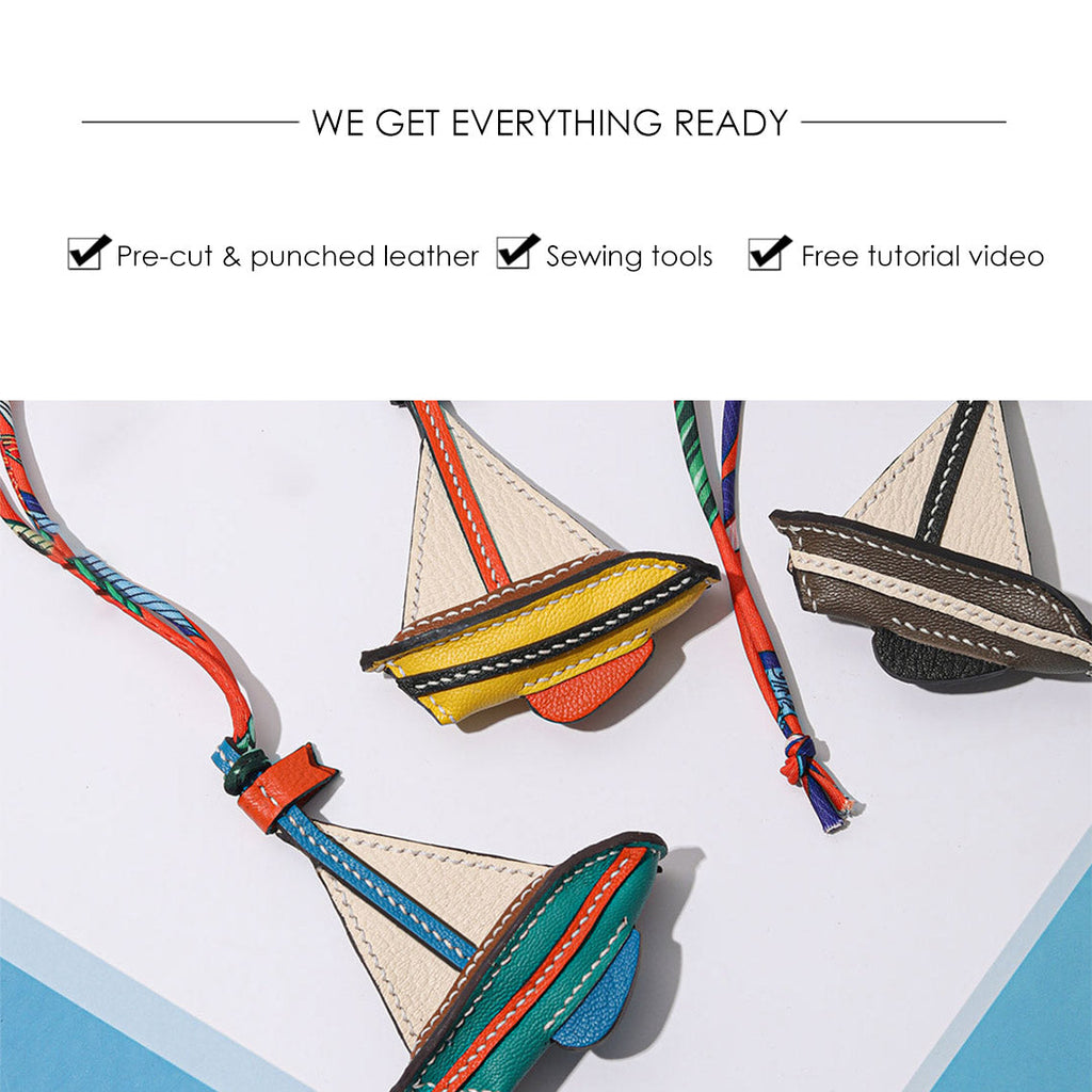 Leather Purse Charm Sailboat Design - Wirkin®