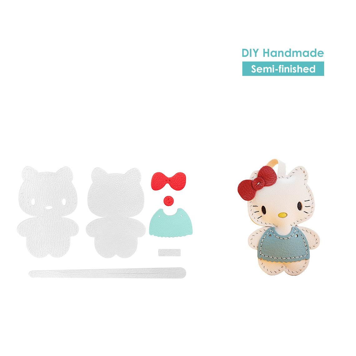 Cute Hello Kitty Keychain | Handmade Leather Hello Kitty Keychain Charm - Wirkin® Leathercrafts