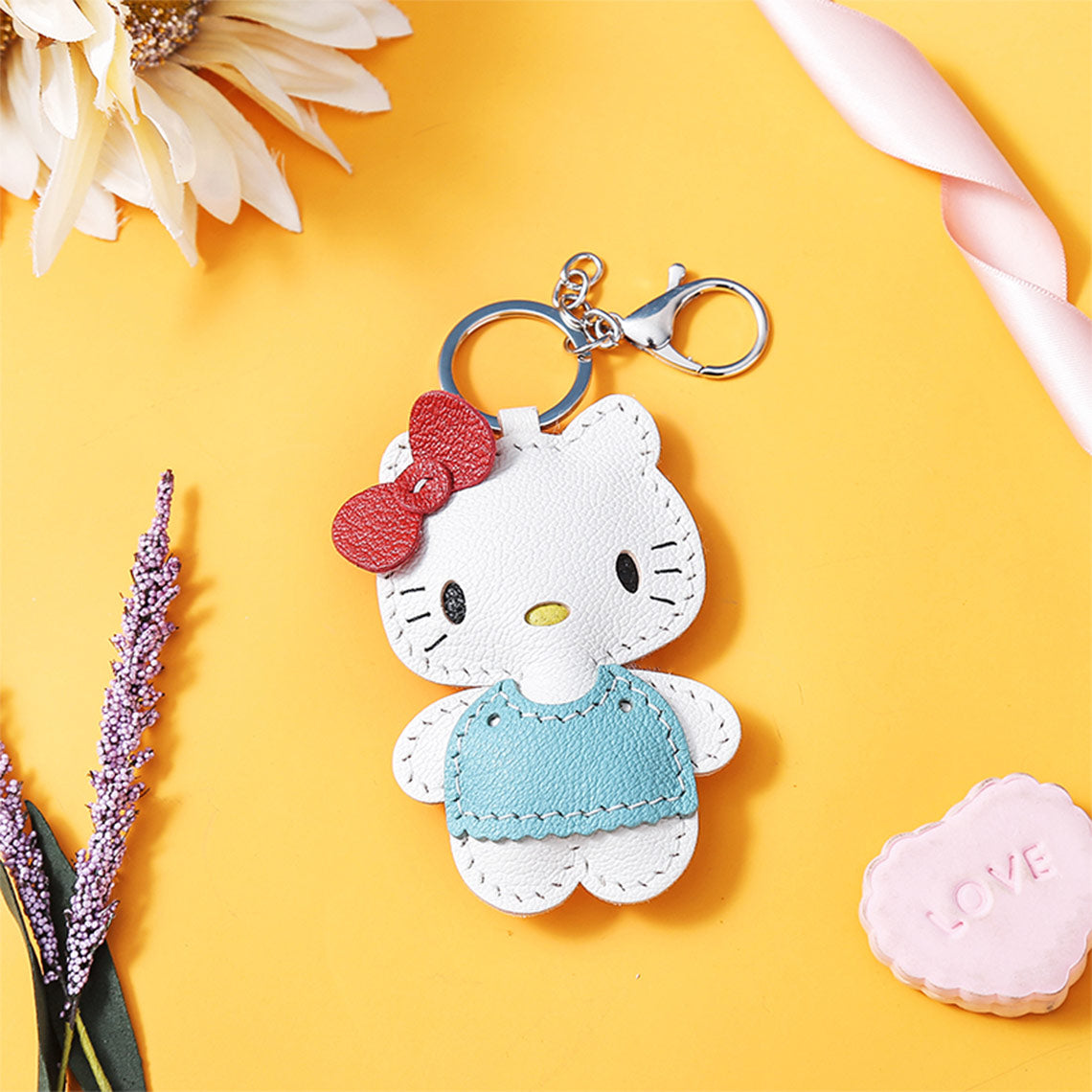 Hello Kitty Blue Keychain | Leather Keychains for Women-Wirkin® Leathercrafts