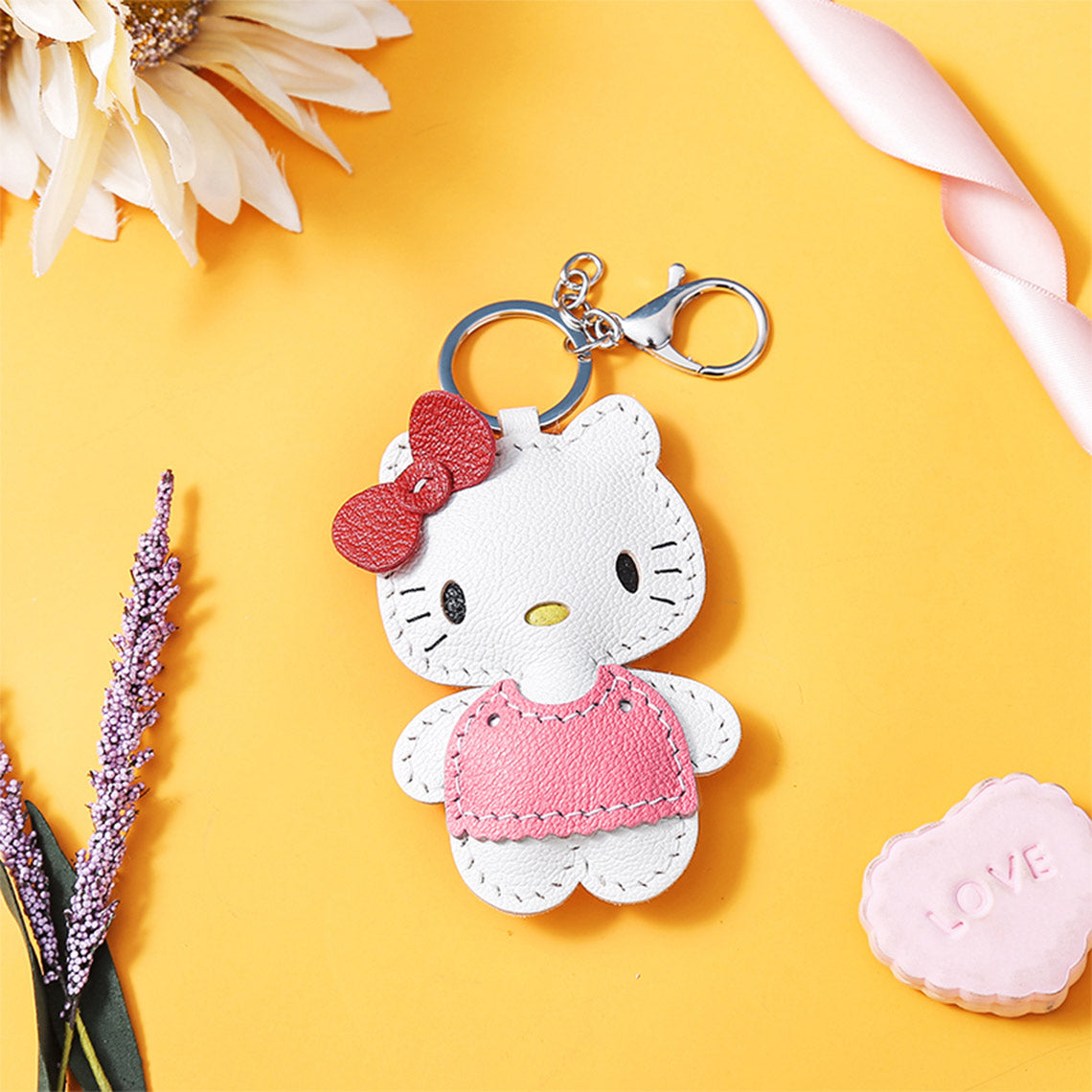 Hello Kitty Pink Keychain | Leather Keychains for Women-Wirkin® Leathercrafts