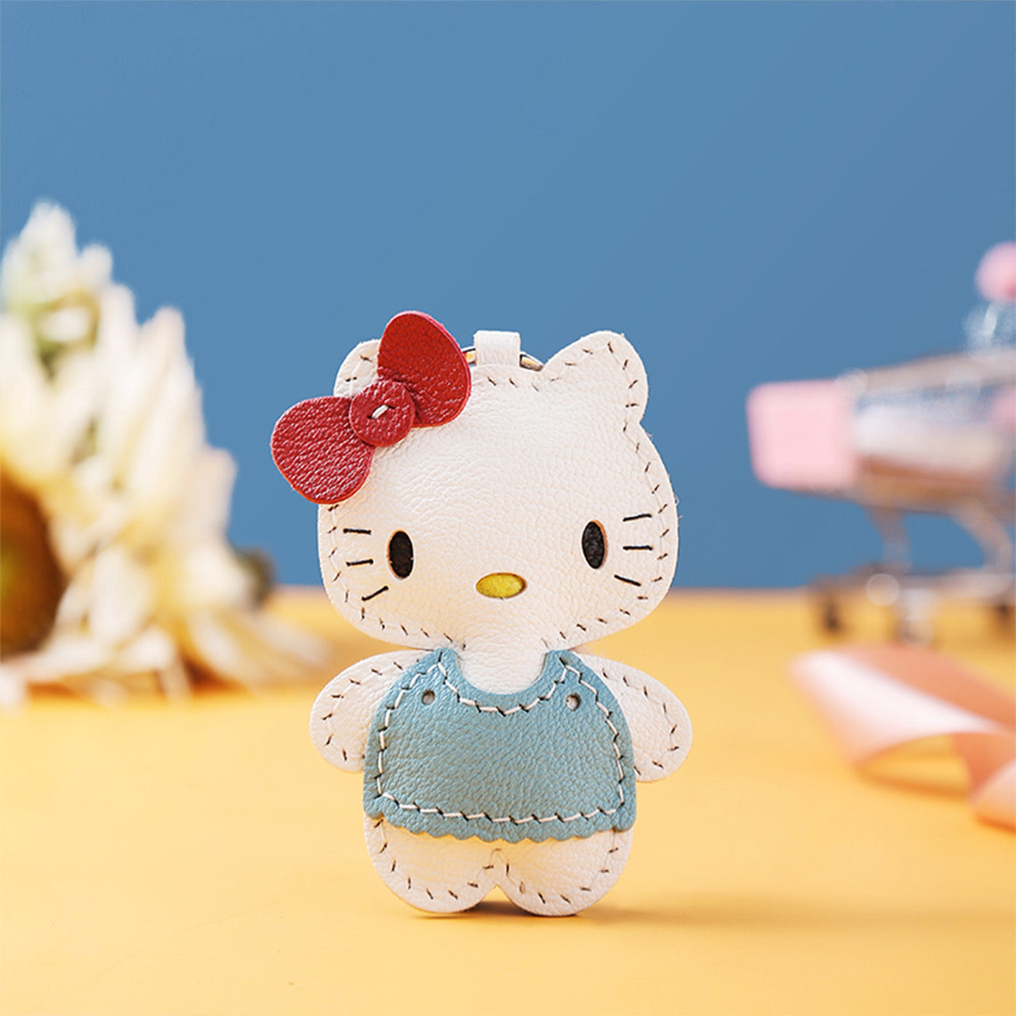 Wirkin® Sheep Leather Hello Kitty Keychain Charm DIY Kit
