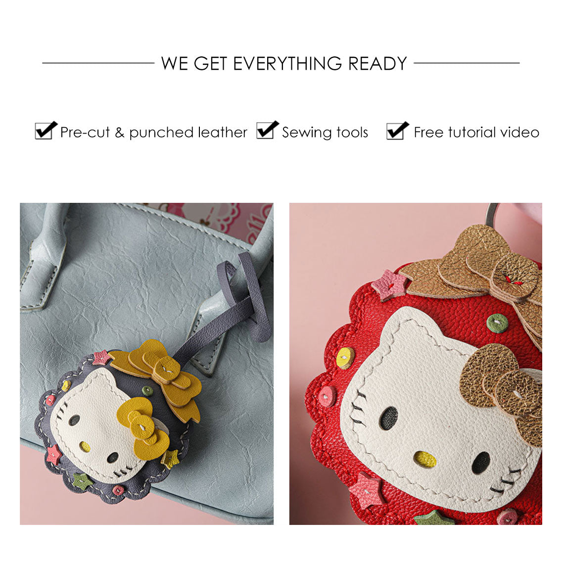 Wirkin® Sheep Leather Christmas Vibe Kitty Keychain DIY Kit