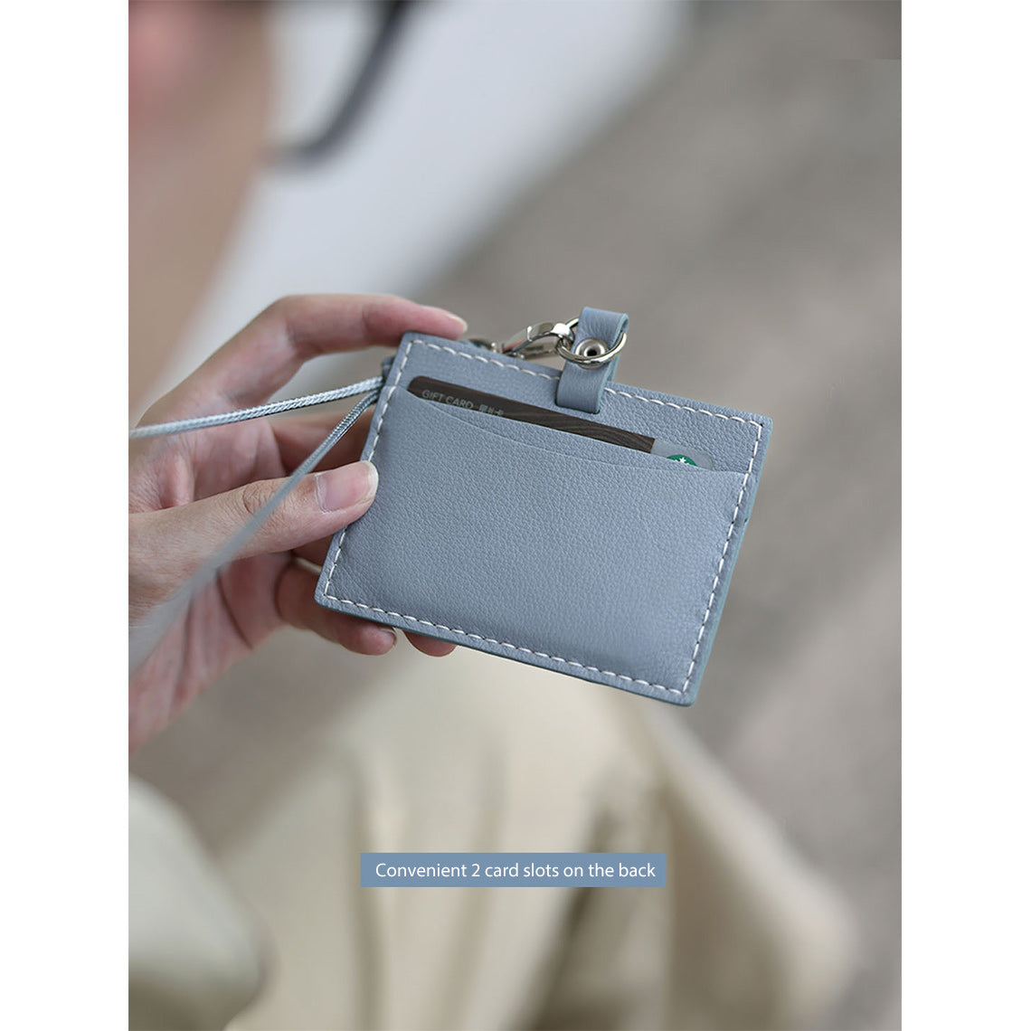 Blue Leather ID Card Badge Holder with Card Slots | Badge Clips - Wirkin™