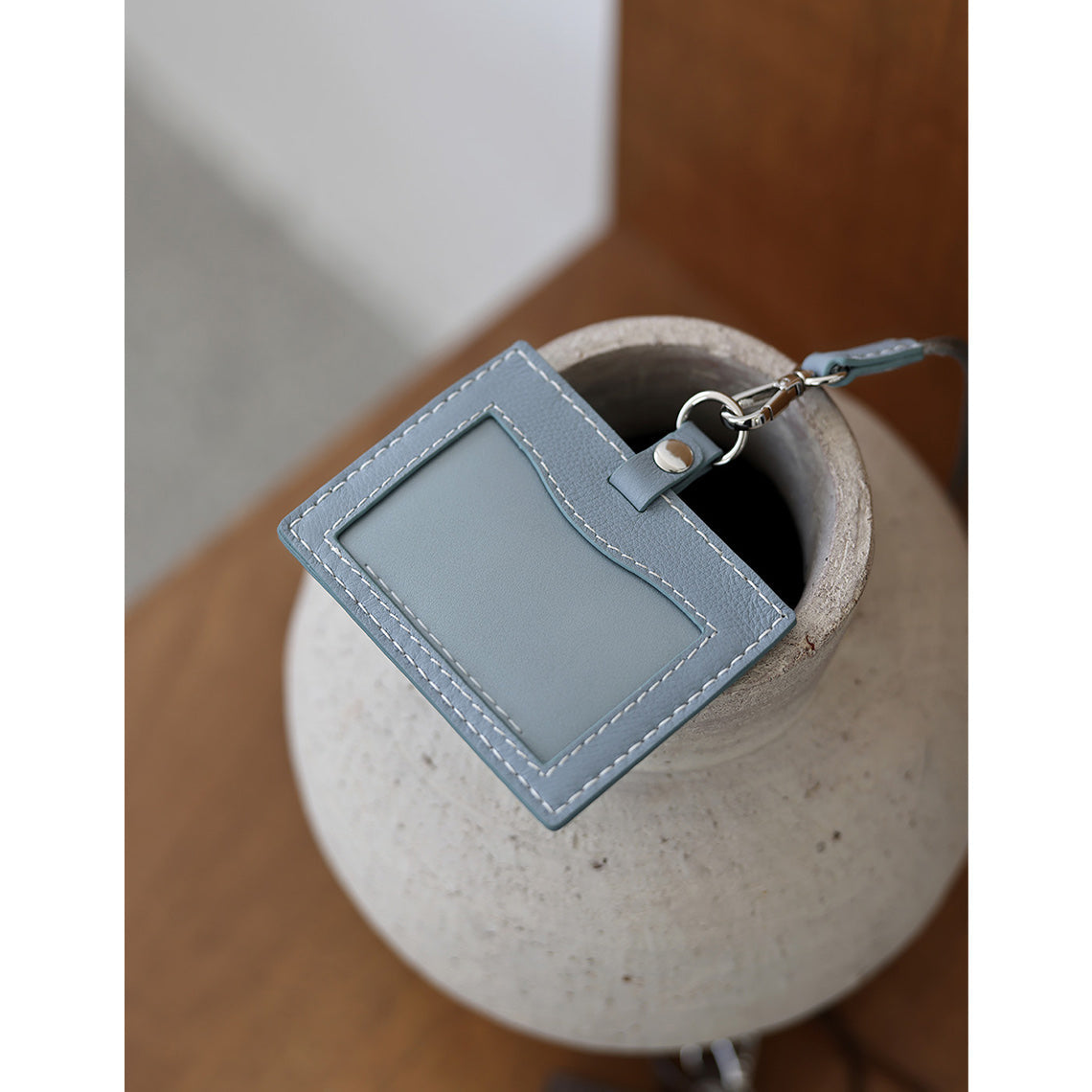 Blue Leather ID Card Holder with Lanyard - Wirkin™ DIY Kits