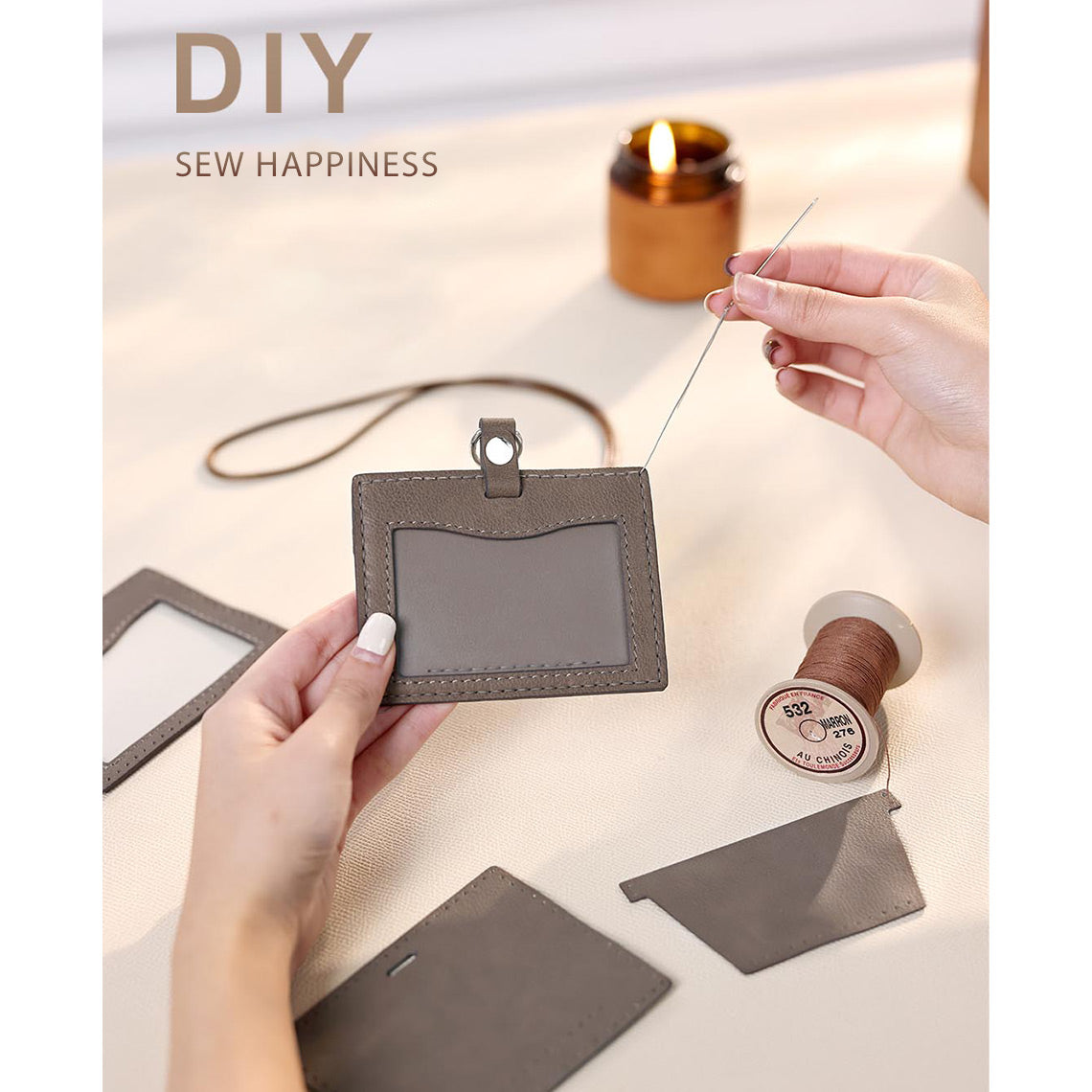 ID Card Holder Leather | Handmade Leather ID Badge Name Holder - Wirkin™