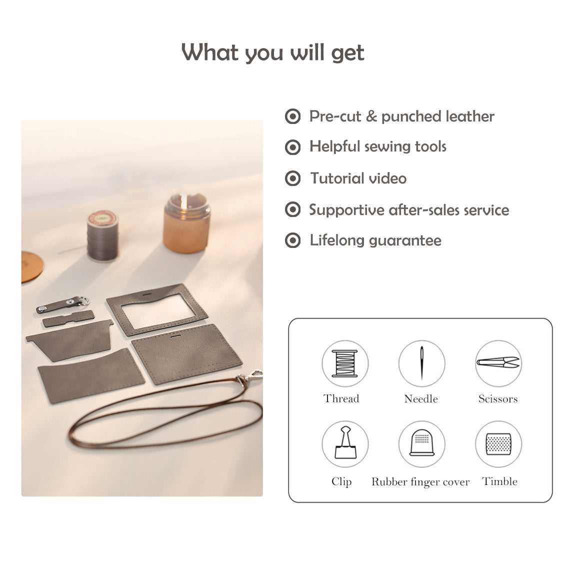 What's Included in a DIY Leather Kit | Pre-cut Leather, Sewing Tools & Tutorial Video - Wirkin™