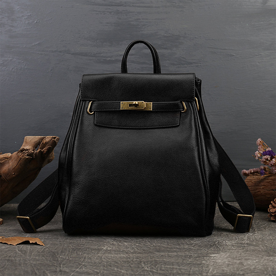 Vintage Leather Backpacks in Black | Pebbled Genuine Leather Backpack for Women - Wirkin®