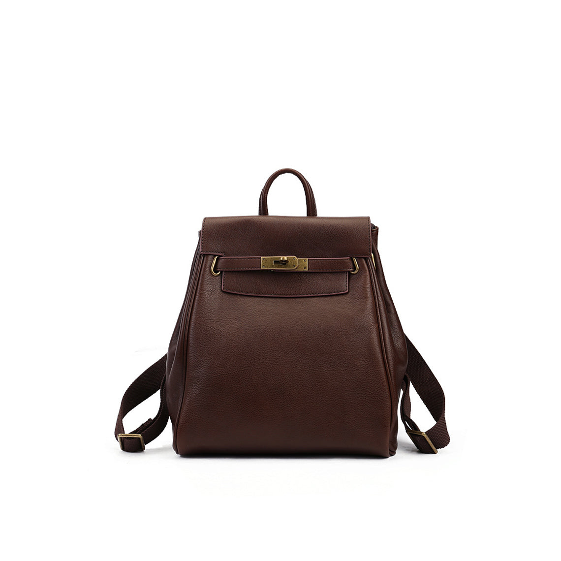 Brown Leather Backpack | Antique Leather Backpack with Gold-tone Kelly Lock - Wirkin®