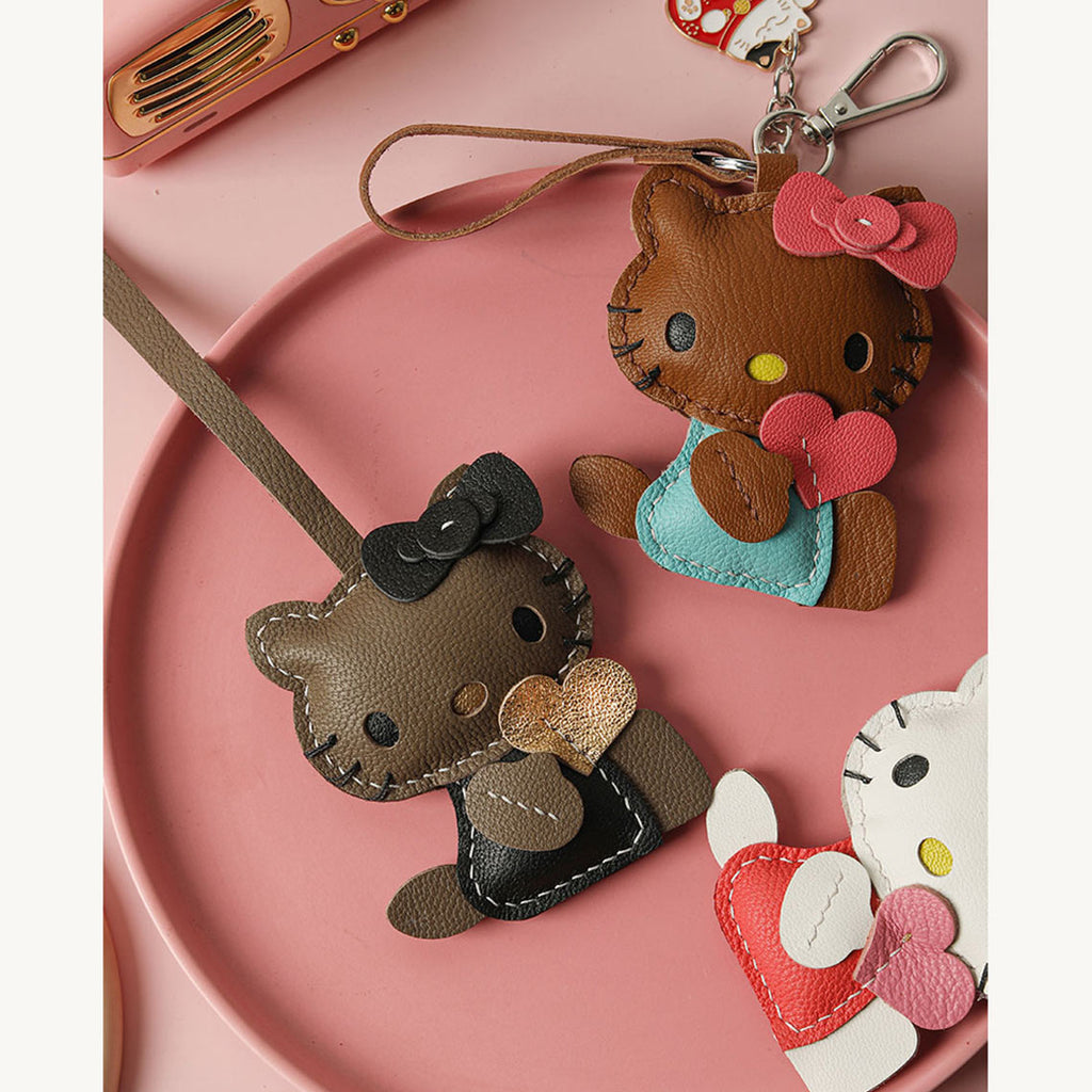 Wirkin® Sheep Leather Loving Heart Kitty Keychain DIY Kit