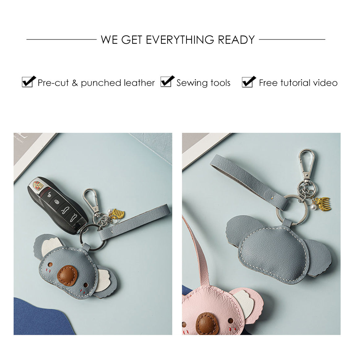 Koala Leather Keychain DIY Kit | Beginner-friendly Leather Projects - Wirkin®
