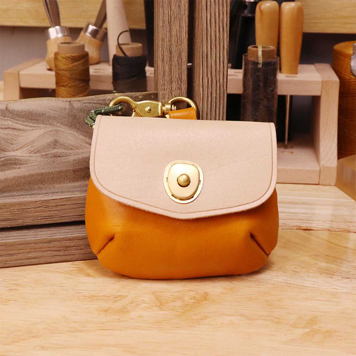 Leather Bi-color Coin Purse Airpods Holder