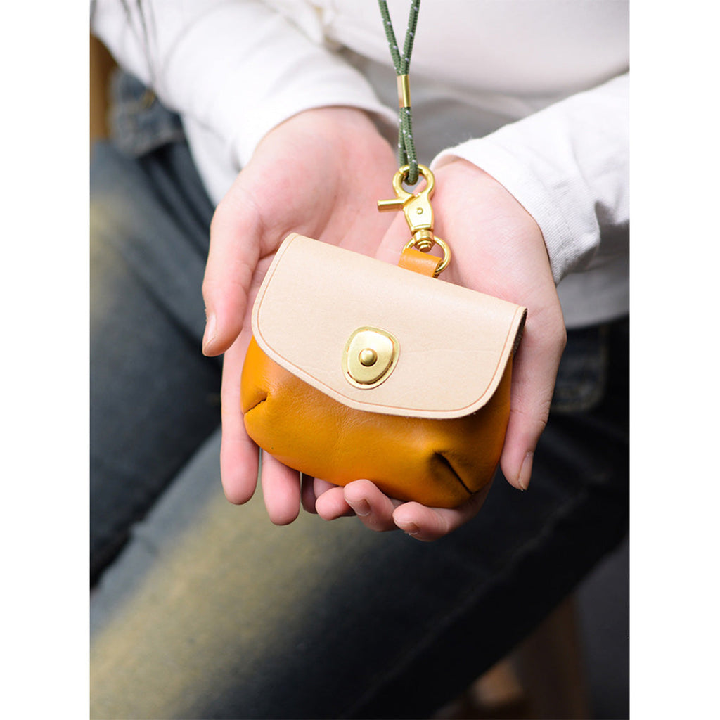 Leather Bi-color Coin Purse Airpods Holder