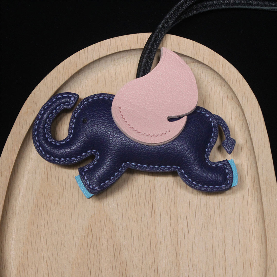 Blue Leather Elephant Purse Charm | Small Leather Sewing Project for Beginners - Wirkin®