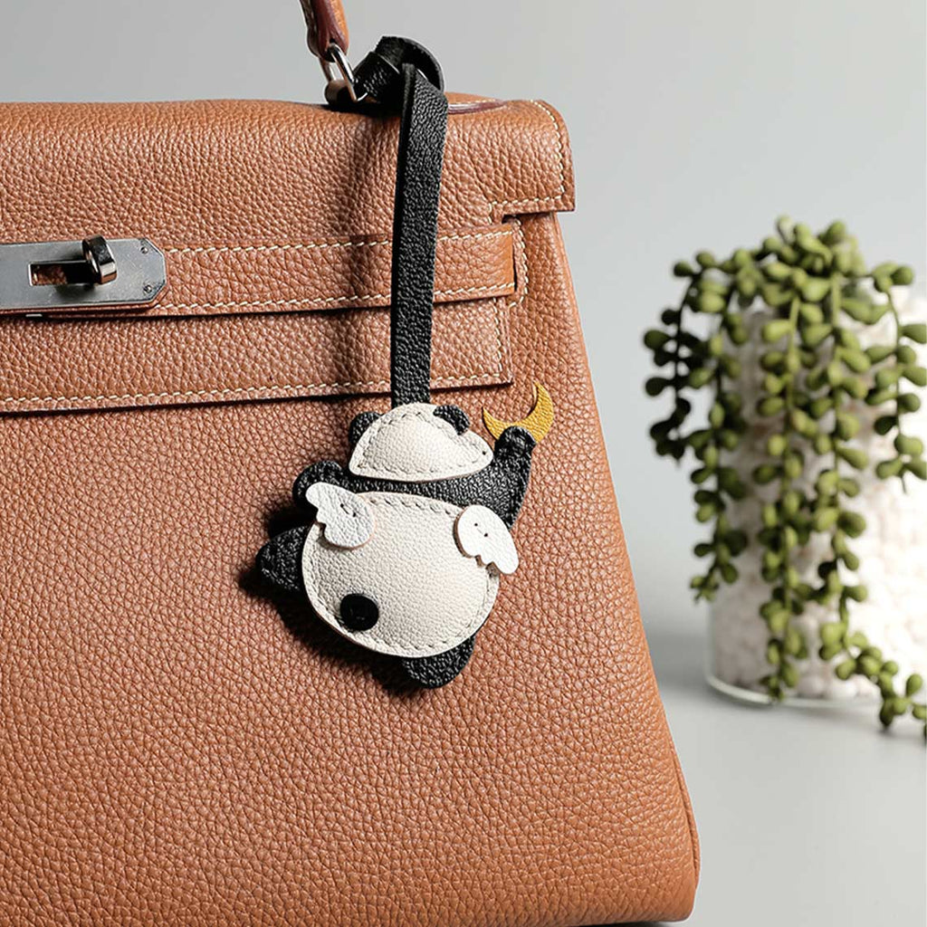 Angel Panda Bag Charm | Handmade Leather Purse Charm Accessory - Wirkin®