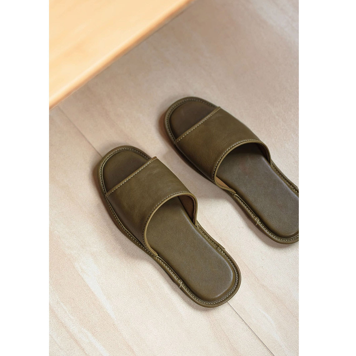 Green Leather Slippers | Genuine Leather Slippers - Wirkin®