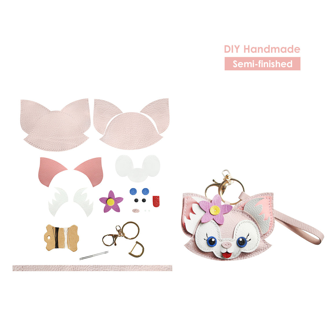 Wirkin™ Leather Duffy & Friends Pink Fox LinaBell Keychain DIY Kit