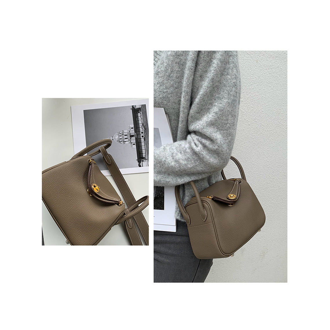 Small Leather Handbag & Purse | Taupe Leather Crossbody Bag - Wirkin™