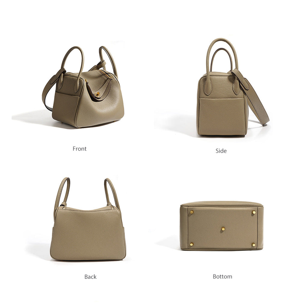 Taupe Leather Handbag | Top Handles Handbag for Women - Wirkin™