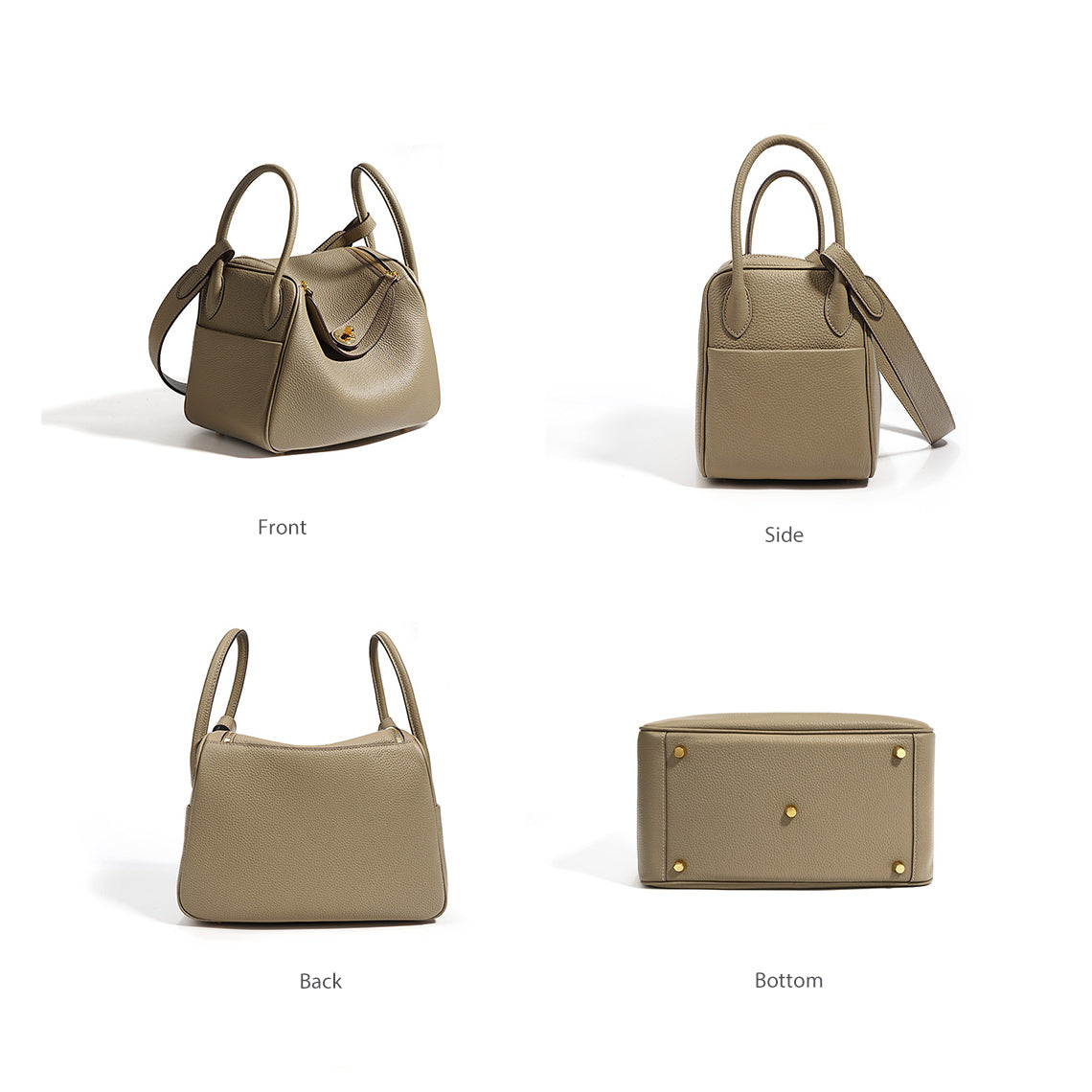 Taupe Leather Handbag | Top Handles Handbag for Women - Wirkin™