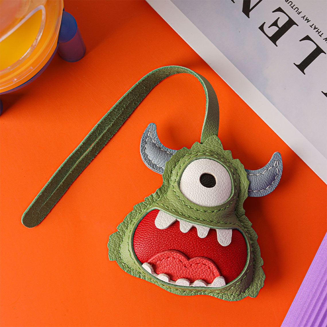 Green Leather Little Monster Purse Charm - Wirkin®