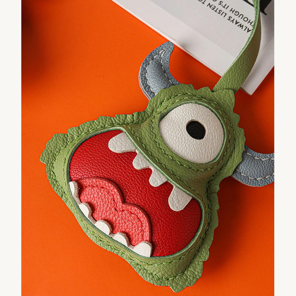Green Leather Monster Charm Pendants | Small Leather Projects - Wirkin®