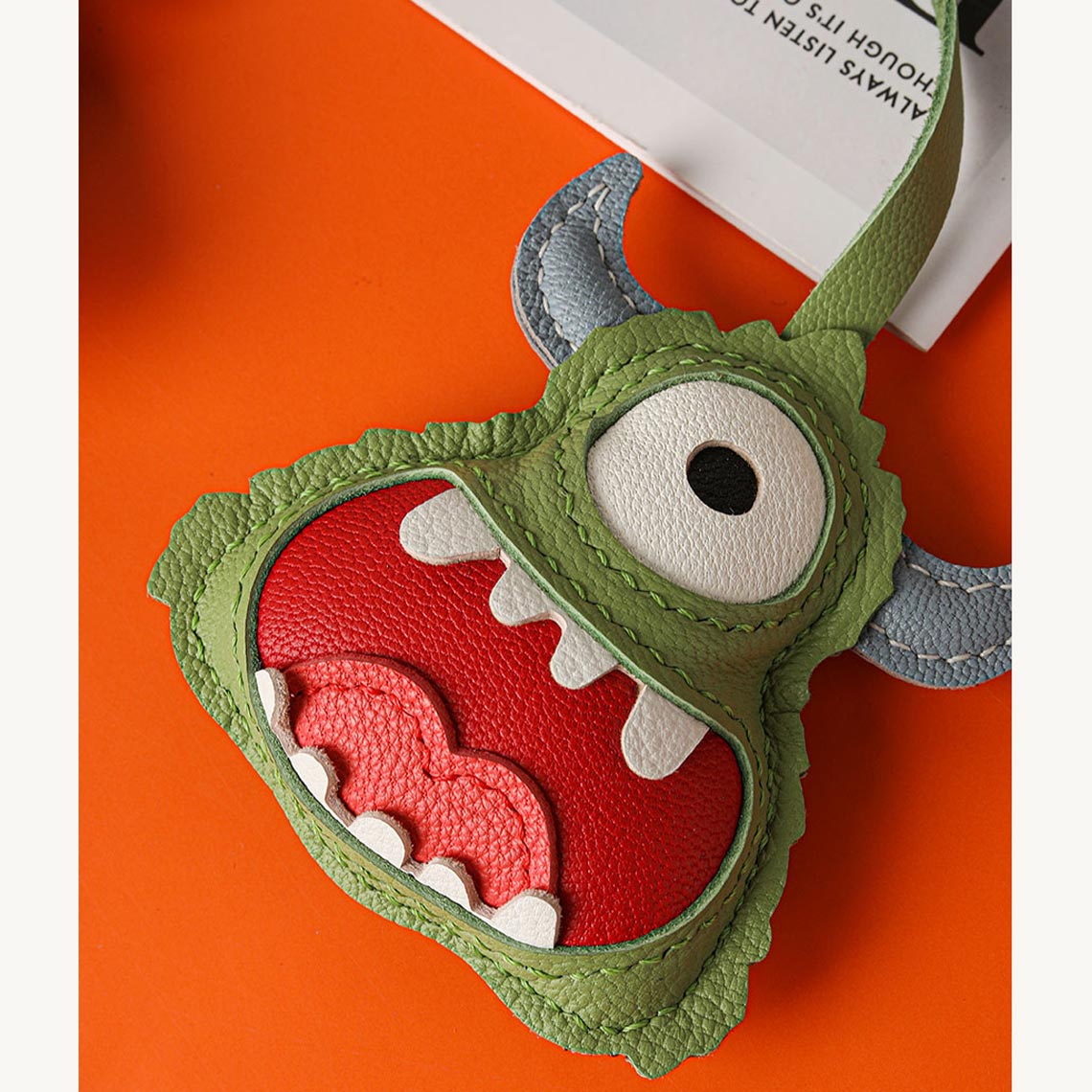 Green Leather Monster Charm Pendants | Small Leather Projects - Wirkin®