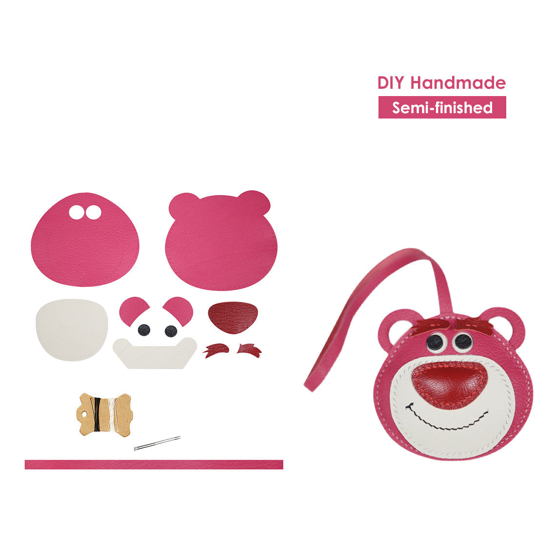 DIY Keychain Making Kit | Pink Teddy Bear Hugger Bag Charm - Wirkin™