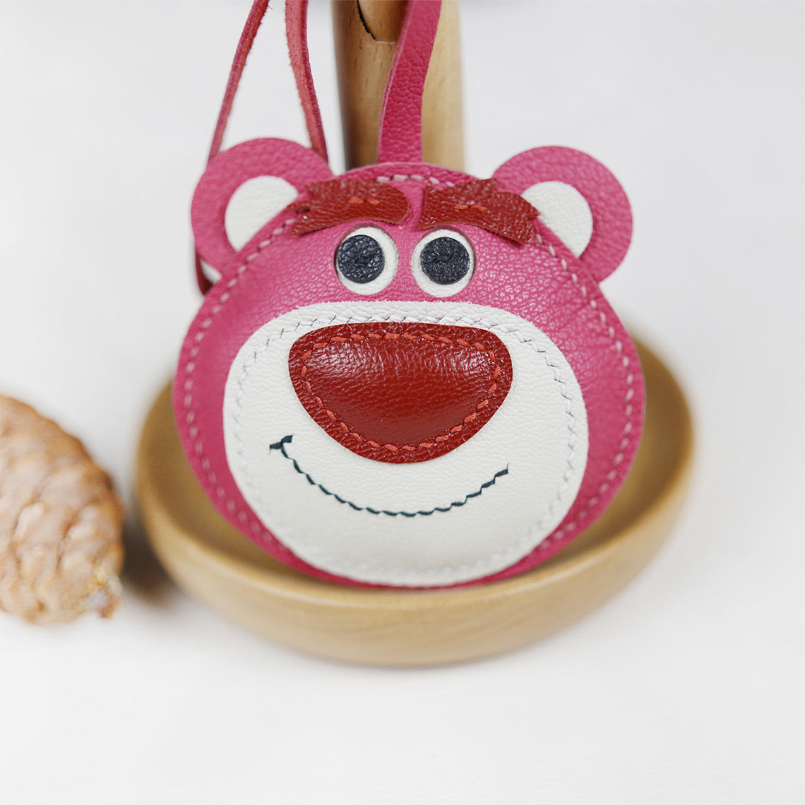 Easy DIY Leather Projects for Kids | Anime Pink Teddy Bear Lotso Bear Keychain Handmade - Wirkin™
