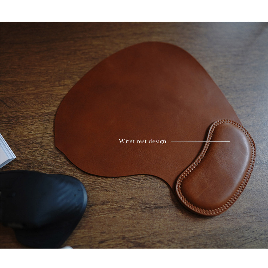 Brown Leather Mouse Pad with Wrist Support | Office Accessory - Wirkin®