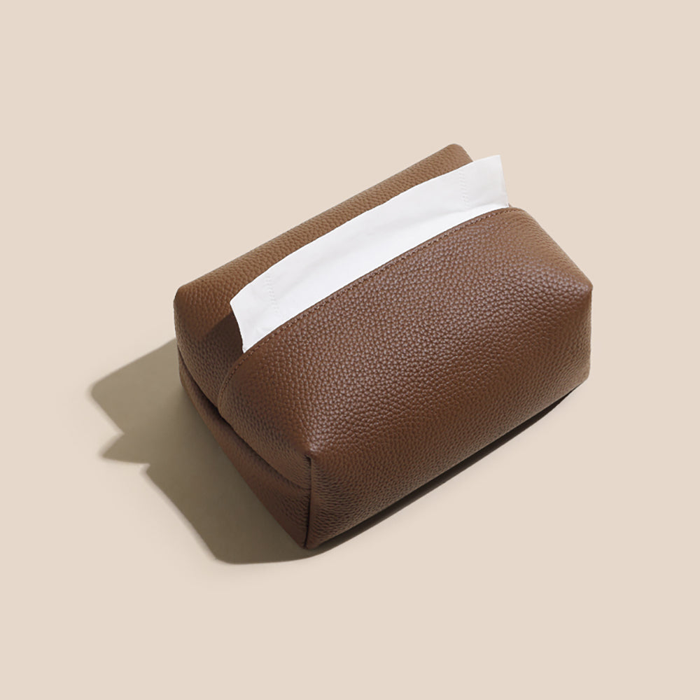 Handcrafted Luxury Genuine Leather Tissue Box - Premium Paper Towel Holder for Dining Room, Car Armrest, and Home Use