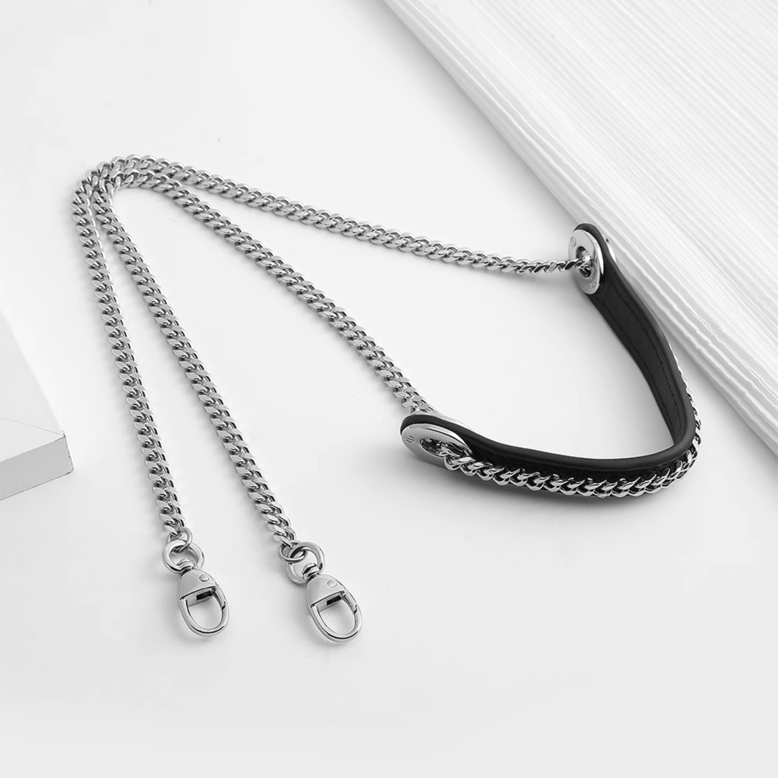 Handcrafted Crossbody Chain Strap for Lady Bag – Premium Metal Hardware, Stress-Reducing Shoulder Strap, Customizable Leather &amp; Chain Accessories
