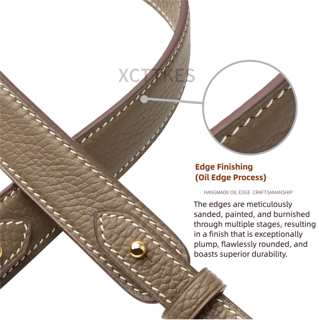 Premium 2.5cm Wide Shoulder Strap for Hermes Picotin, Lindy & Evelyne - Genuine Clemence Leather Replacement Crossbody Belt